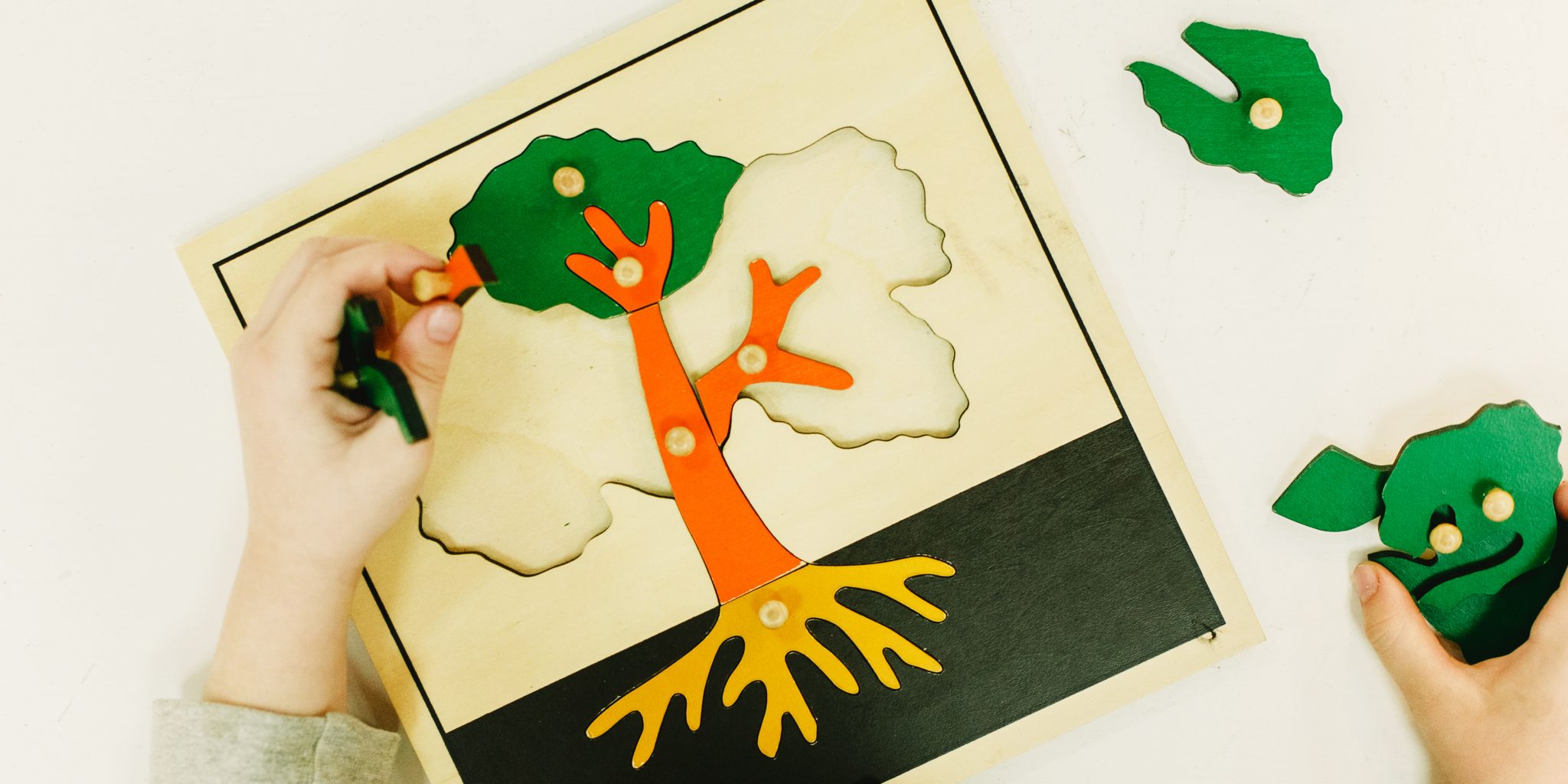 Learning materials in a montessori methodology school being mani