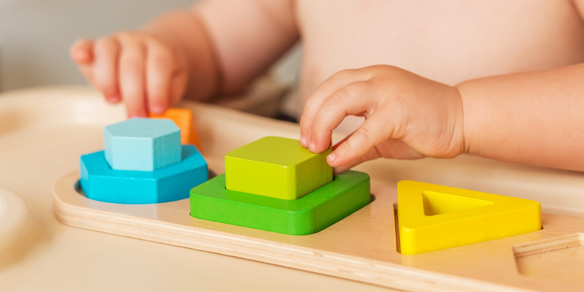 Learning materials in a montessori methodology school being mani