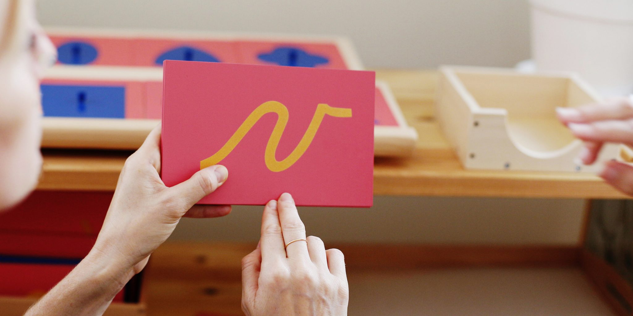 Learning materials in a montessori methodology school being mani