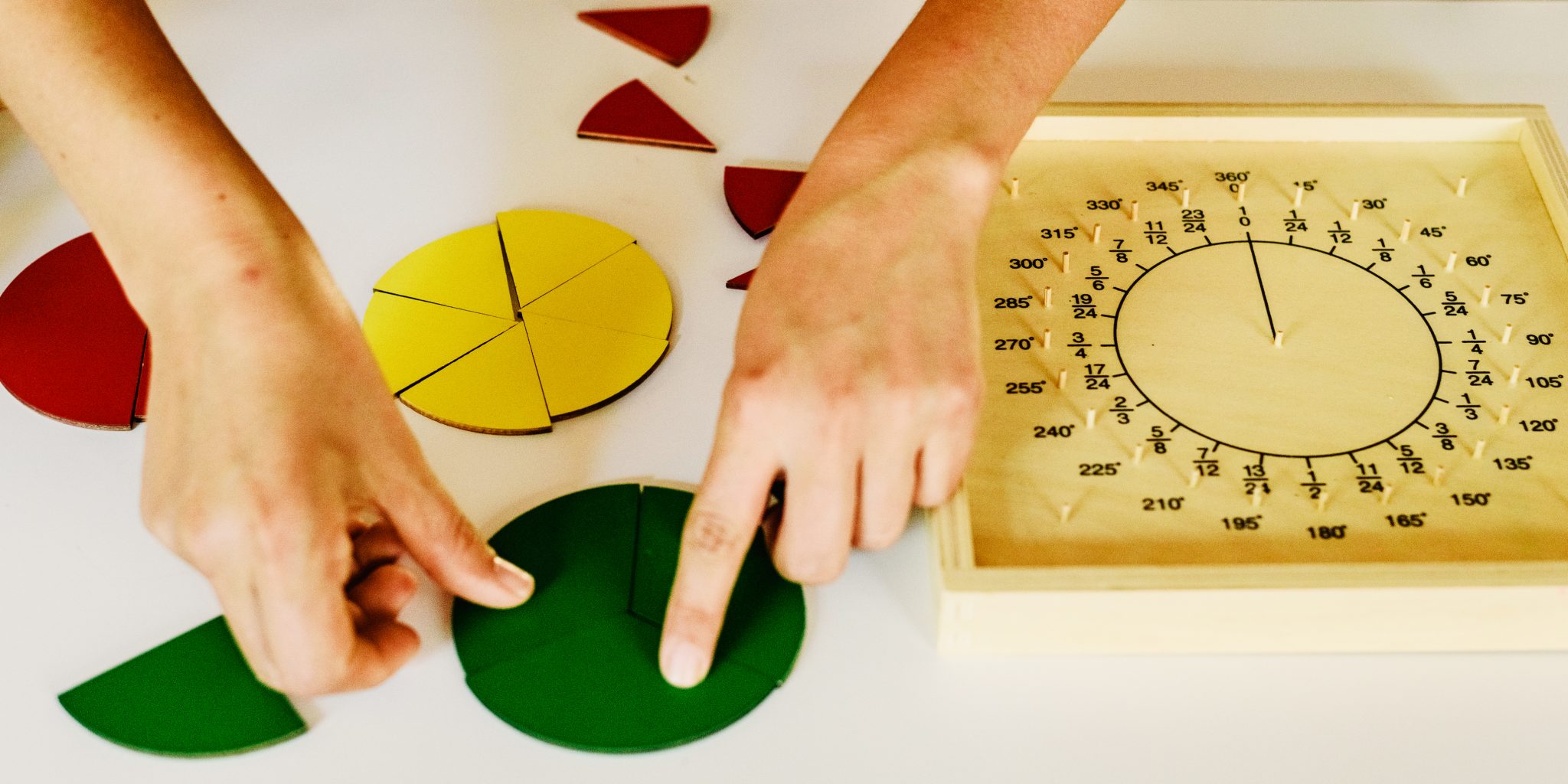 Learning materials in a montessori methodology school being mani